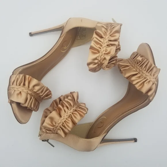 Sam Edelman Sawyer Satin Ruffle Ankle Strap Heels, Rosa Blush, Women's 6.5 - Picture 16 of 16